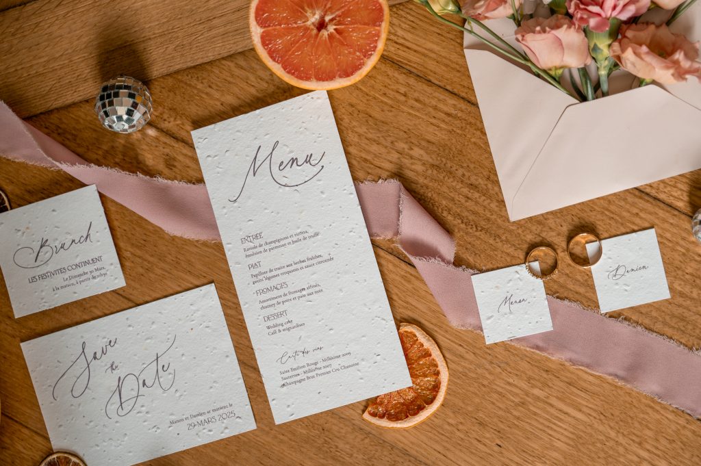 Papêterie mariage livre d'or audio menu invitation faire part alliances
